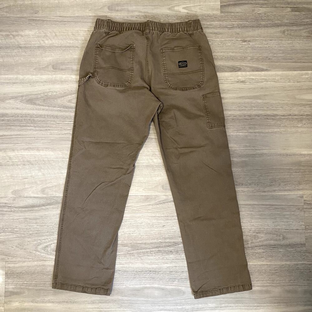 RVCA Men's Size Medium Khaki Brown Elastic Waist Drawstring Stretch Twill Pants - Picture 10 of 10